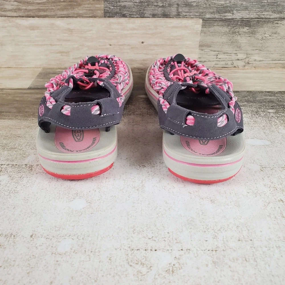KEEN Uneek Womens Sandal Sz 8 Pink Gray Woven Outdoor Hiking Paracord Water Shoe